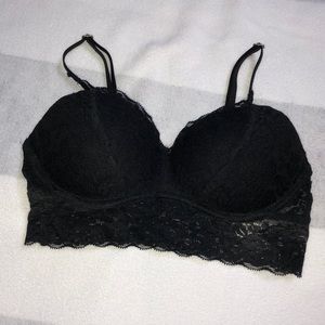Padded black lace bralette